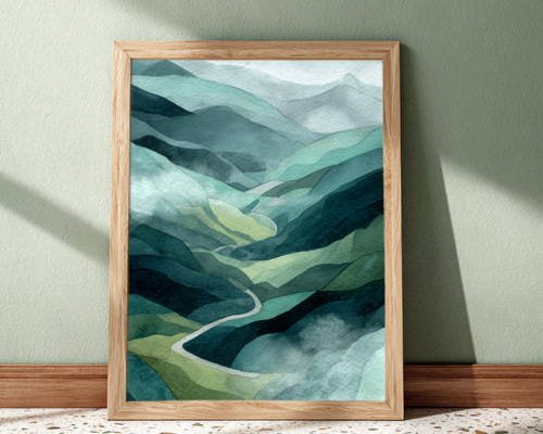 手書き油絵 静かな山河 額付 絵画 インテリア 油彩画 61c2747ddb52413db2bf609f1b688b