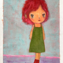 青だらけの花の作品 抽象画 キャンバスアート 25×25cm 画家 小楠アキコ