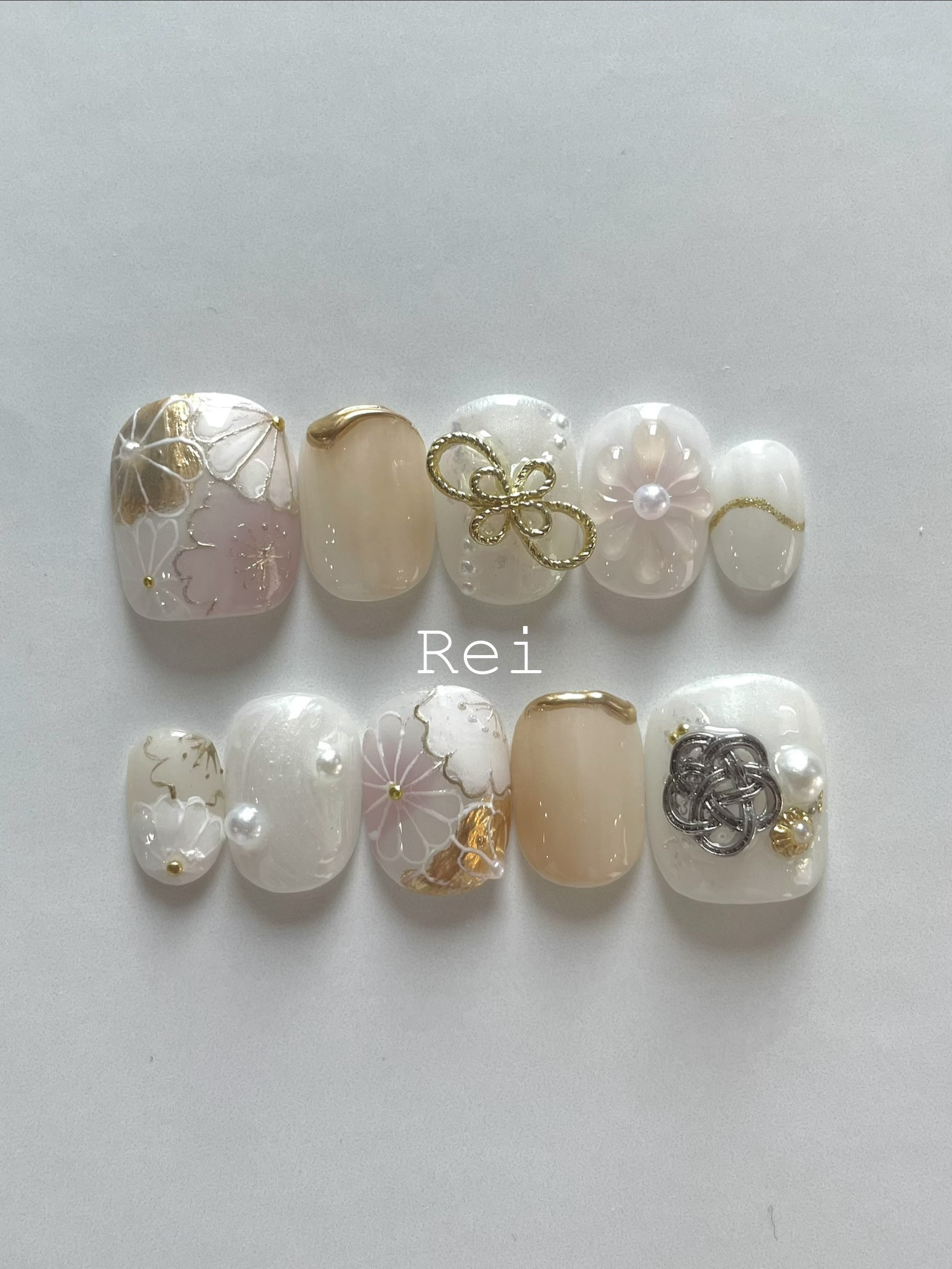 【和白】和柄ネイルチップ【予備チップ付き】ニュアンスネイルチップ着物袴前撮り成人式ブライダルウェディング白無垢手書き