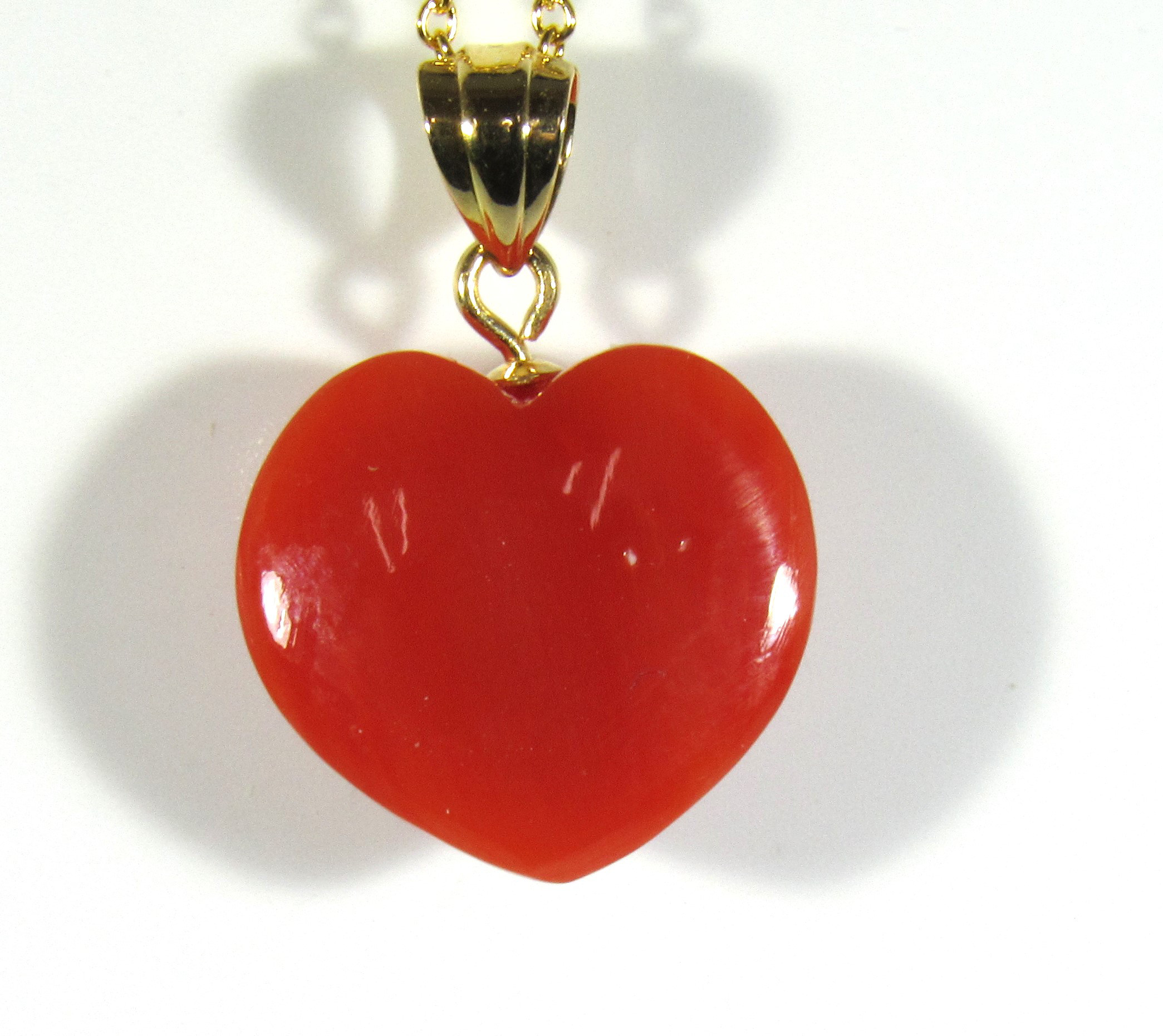 宝石珊瑚　さんご　ハ－トペンダント　ネックレス　アクセサリージュエリーIMG－2101