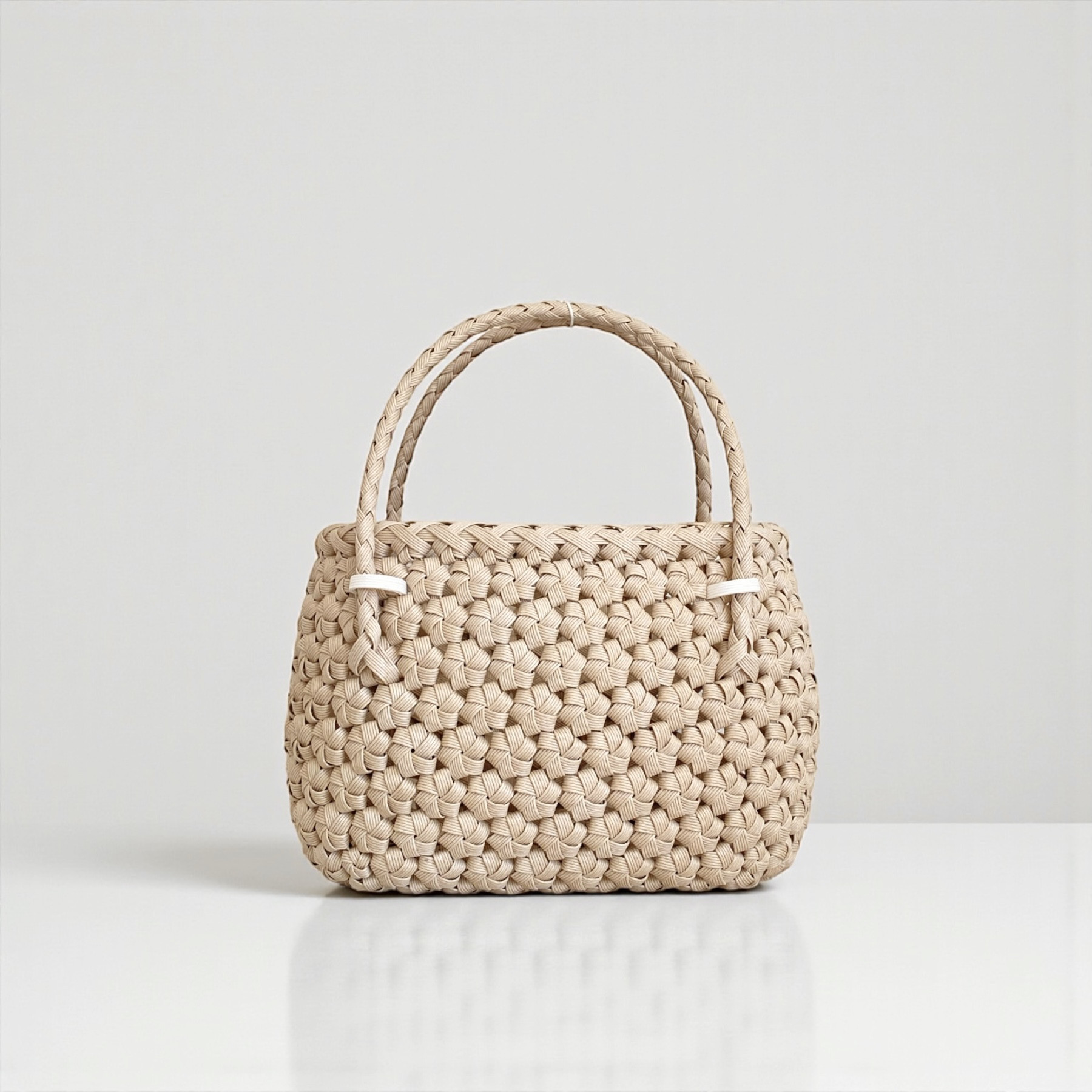 花結び編み⁂かごバッグ　白木