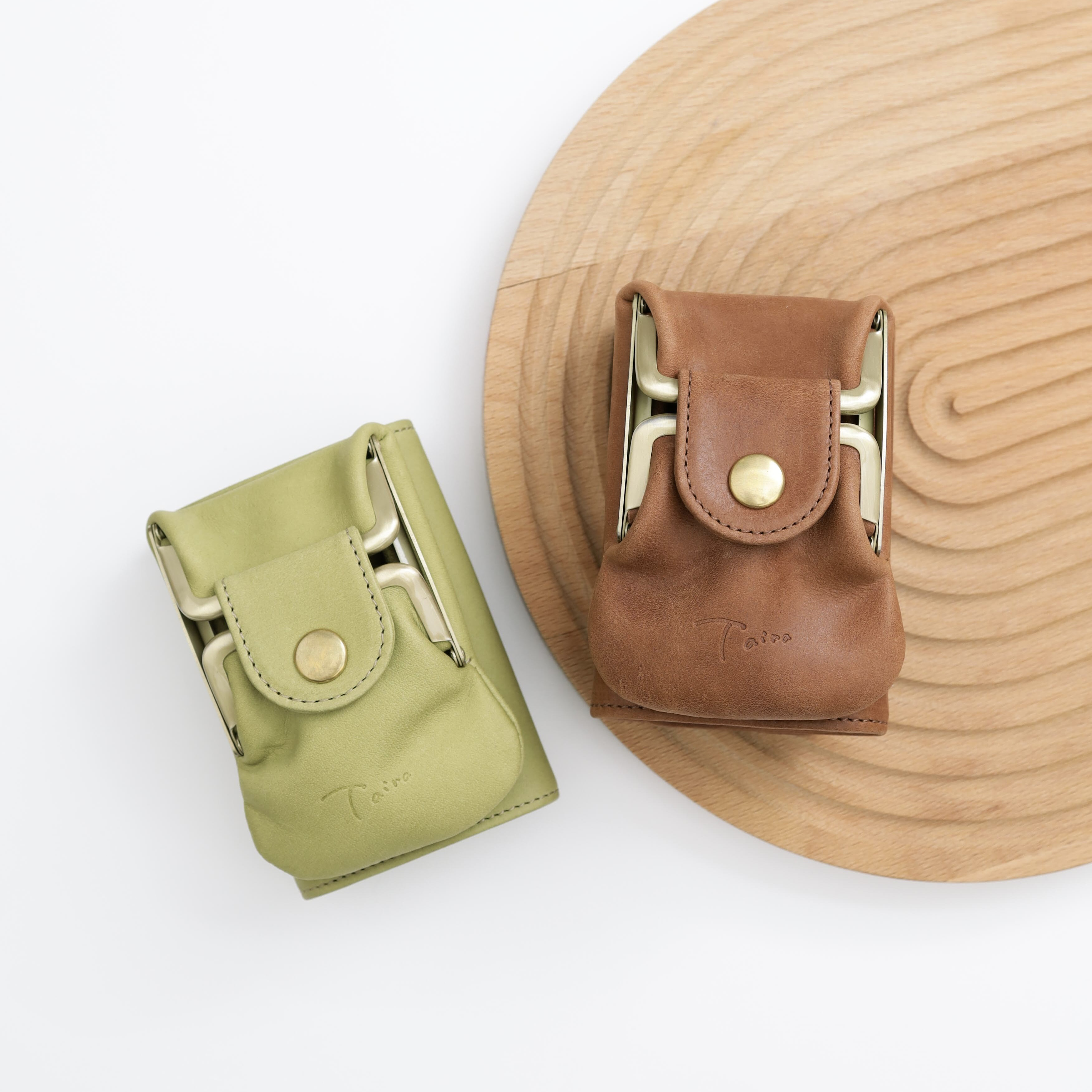 Kannon 三つ折り財布 マットゴールド金具 【受注生産】ピスタチオ/ブラウン