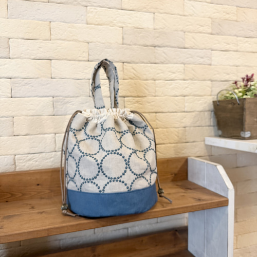 ストラップ付き巾着バッグ＊ミナペルホネン タンバリン 巾着バッグ