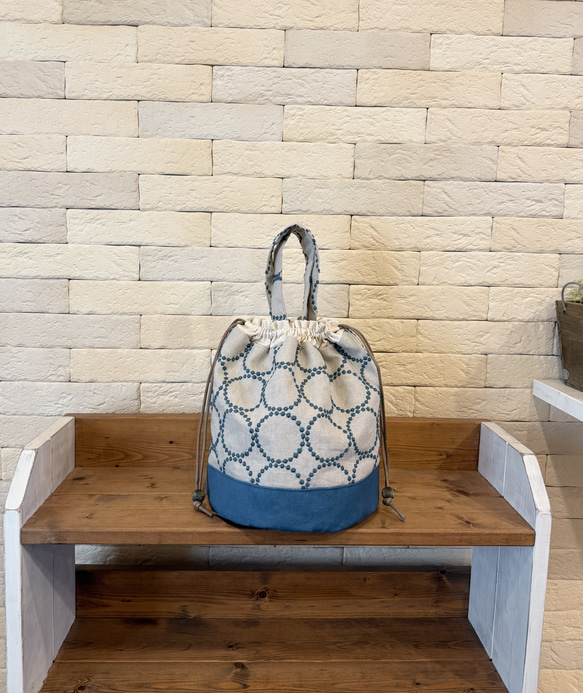 ストラップ付き巾着バッグ＊ミナペルホネン タンバリン 巾着バッグ