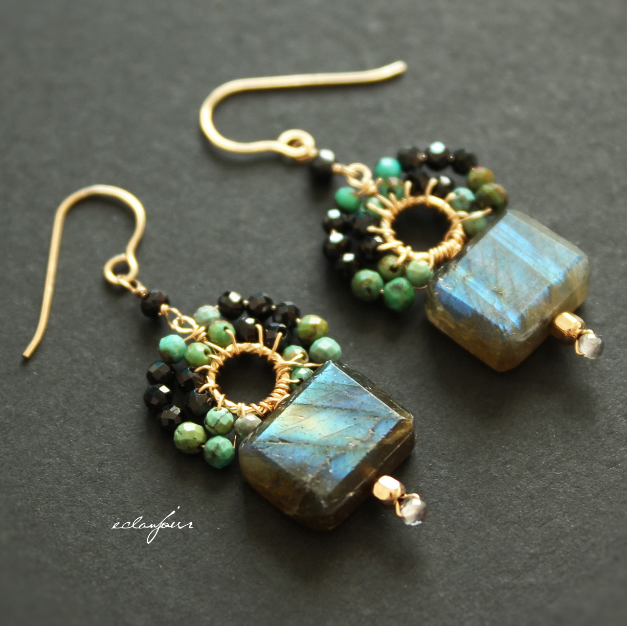 14kgf／レイヴンコックブルーのピアス＆イヤリング【eclanjour】