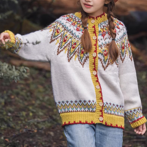 1点限定］ハンドメイド アイスランド風 ノルディックカーディガン