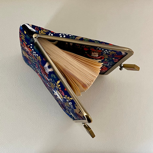 がま口ブックカバー＊450ページ対応* USA COTTON+STEEL 不思議の国の