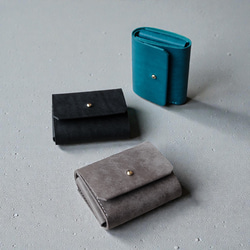 EC限定 small wallet 【シボ革/ブラック 三つ折り財布 chi.wata 通販