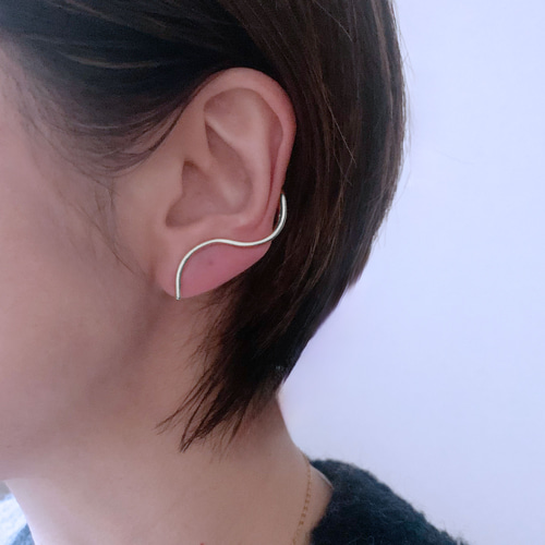 モチーフイヤークリップ 【wave】片耳用 SF(シルバーフィルド