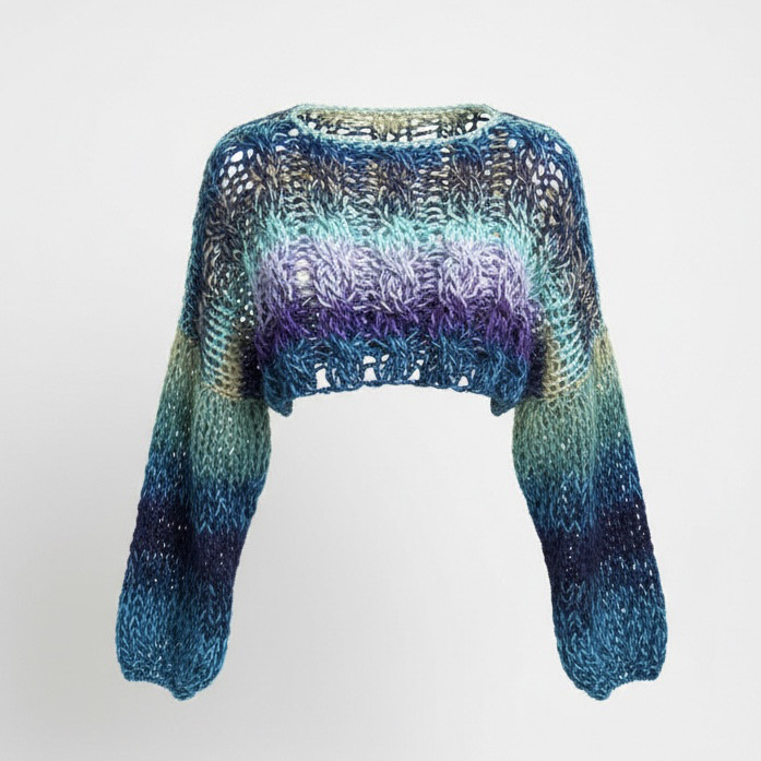 【手編み】真夜中の森色のオーバーサイズニット