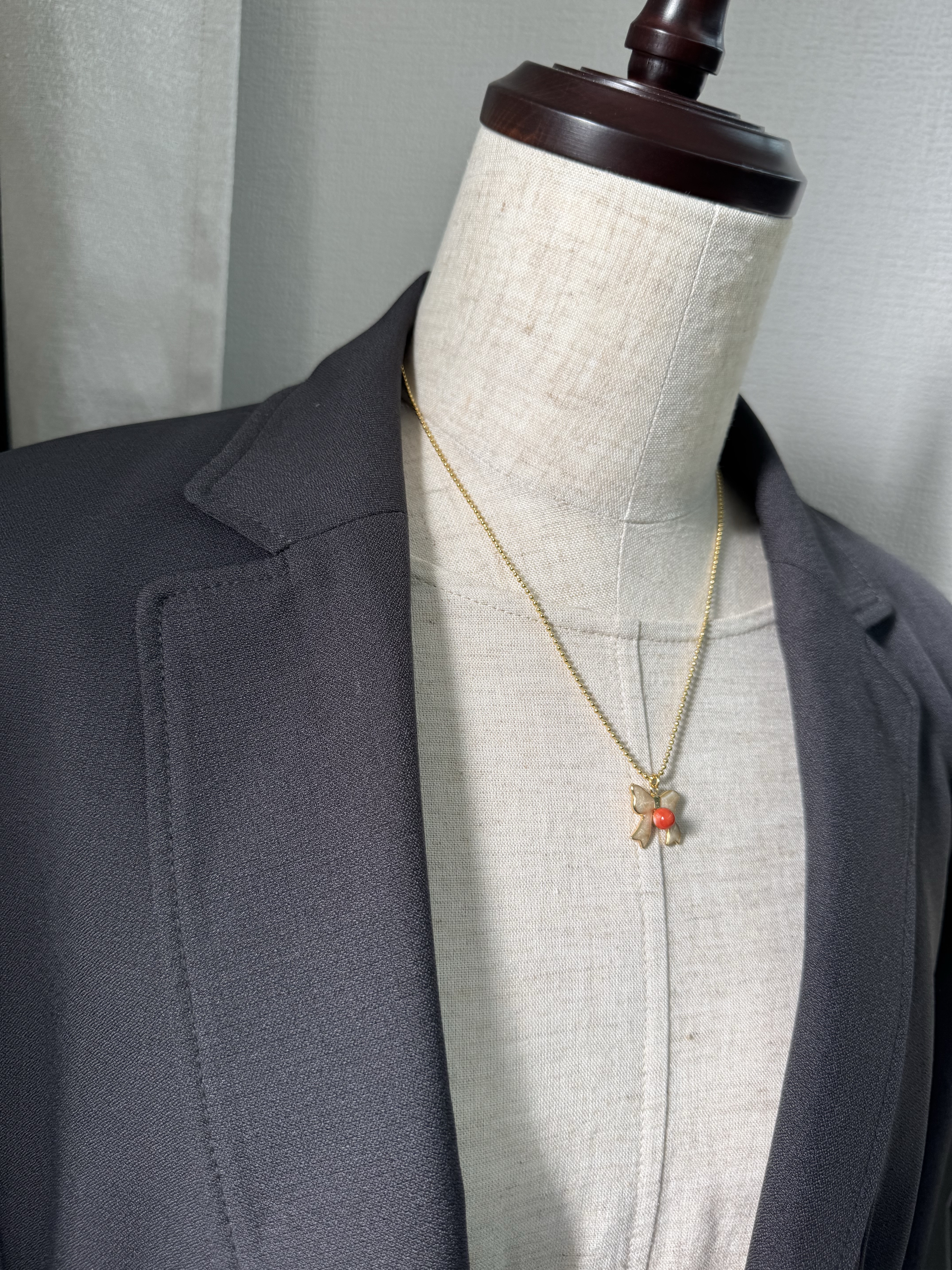 【送料無料企画品】Natural Precious Coral"（天然宝石珊瑚）高知産　赤珊瑚　ペンダント【りぼん　結】