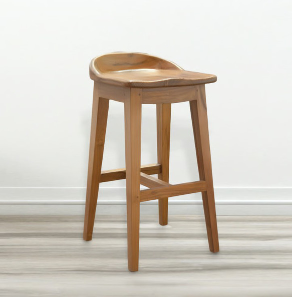 チーク無垢材 ナチュラルなカウンターチェア バースツール 無垢材家具