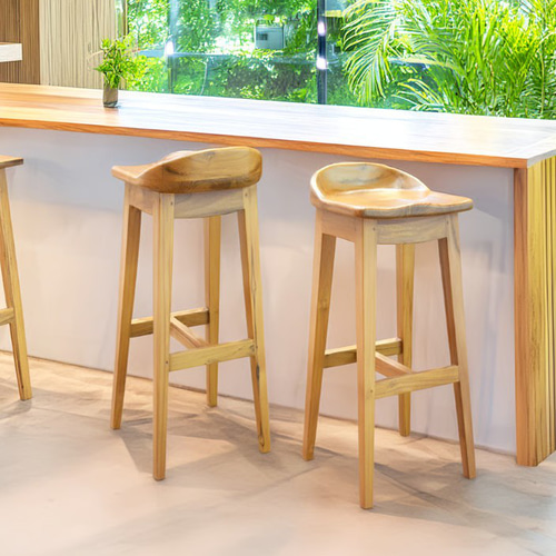 チーク無垢材 ナチュラルなカウンターチェア バースツール 無垢材家具
