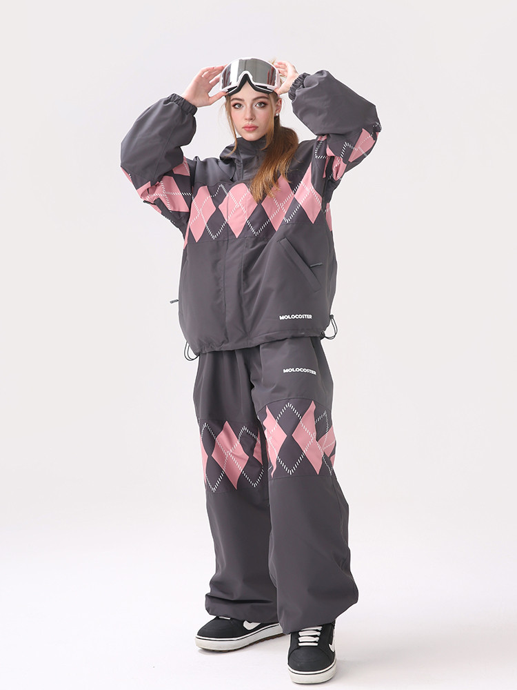 2026 スノボウェア 上下セット グレー おしゃれ 3L レディース メンズ ジャケット パンツ 2点セットSK177