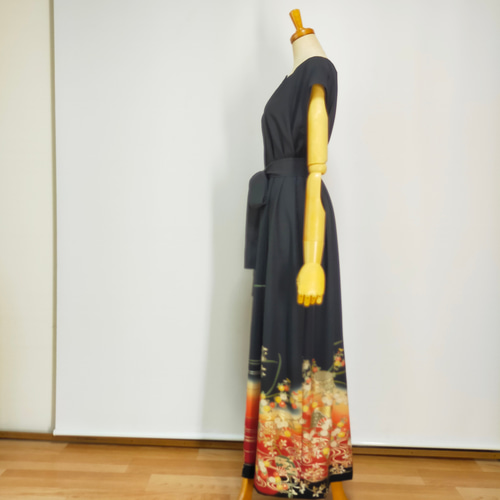 受注製作*黒留袖アンサンブル*フレンチワンピース+ボレロ*着物リメイク