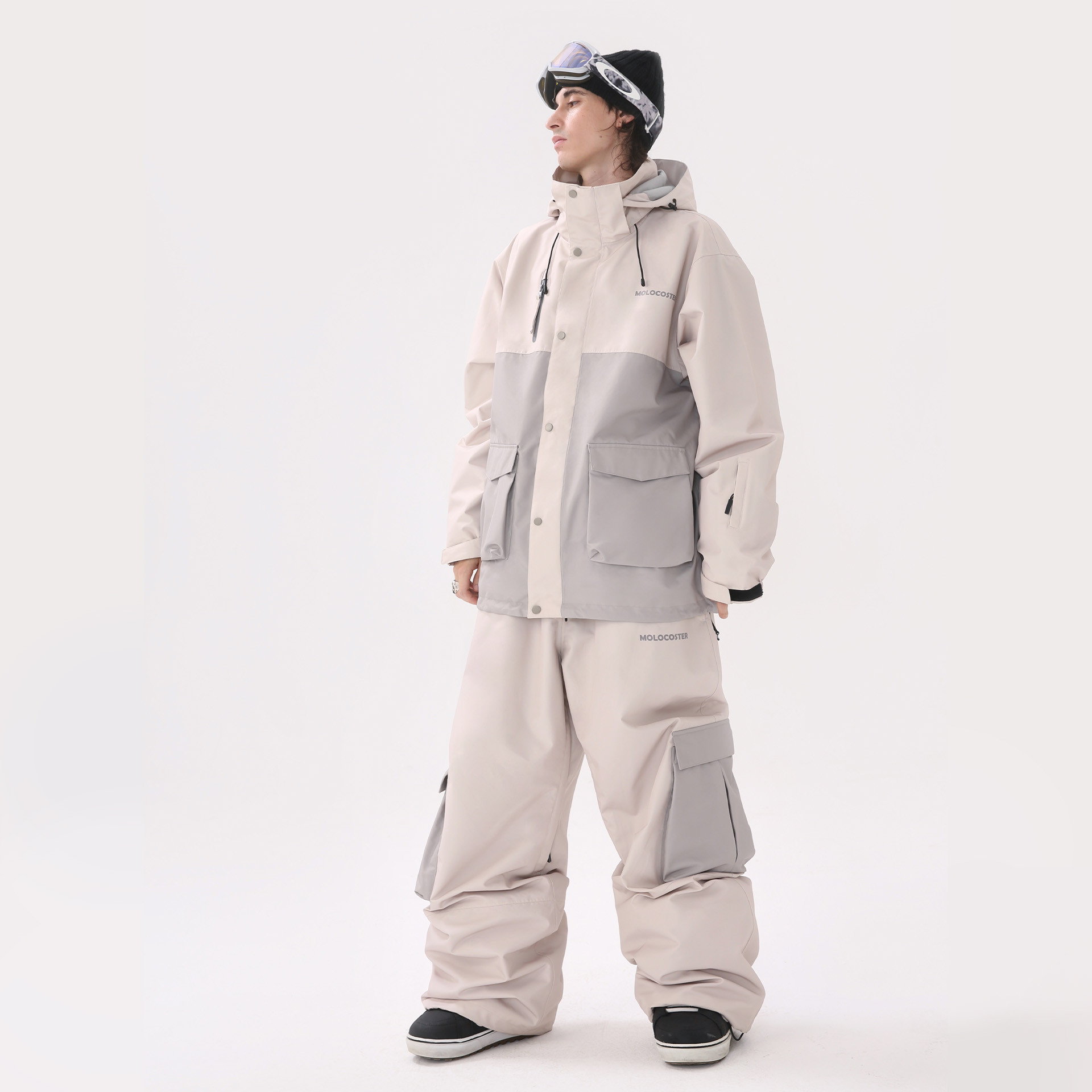 2026 スノボウェア 上下セット カーキグレー 3L レディース メンズ ジャケット パンツ 2点セットSK178