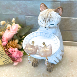 ねこのねがい＊誕生石チャーム】猫モチーフの天然石入りレジン