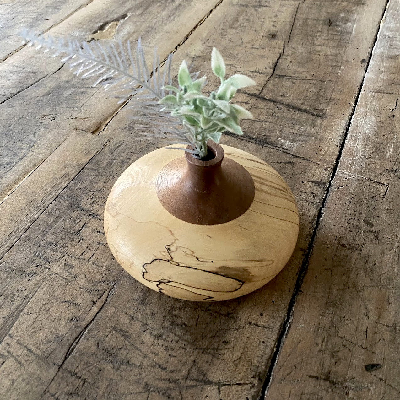 一輪挿し　トチ×ウォールナット