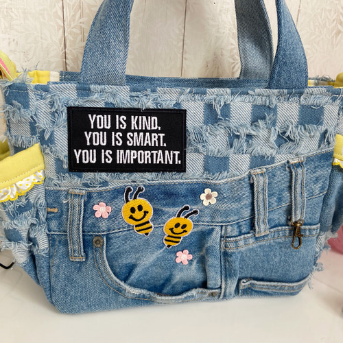 デニムリメイクバッグS yellowくまさん ハンドバッグ MICHIDENIM 通販