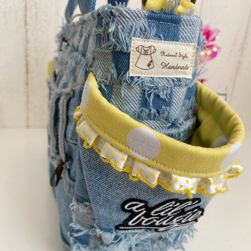 デニムリメイクバッグS yellowくまさん ハンドバッグ MICHIDENIM 通販
