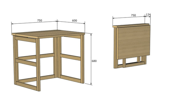 オーダー品 折りたたみテーブル 机・デスク Woodwork mic 通販