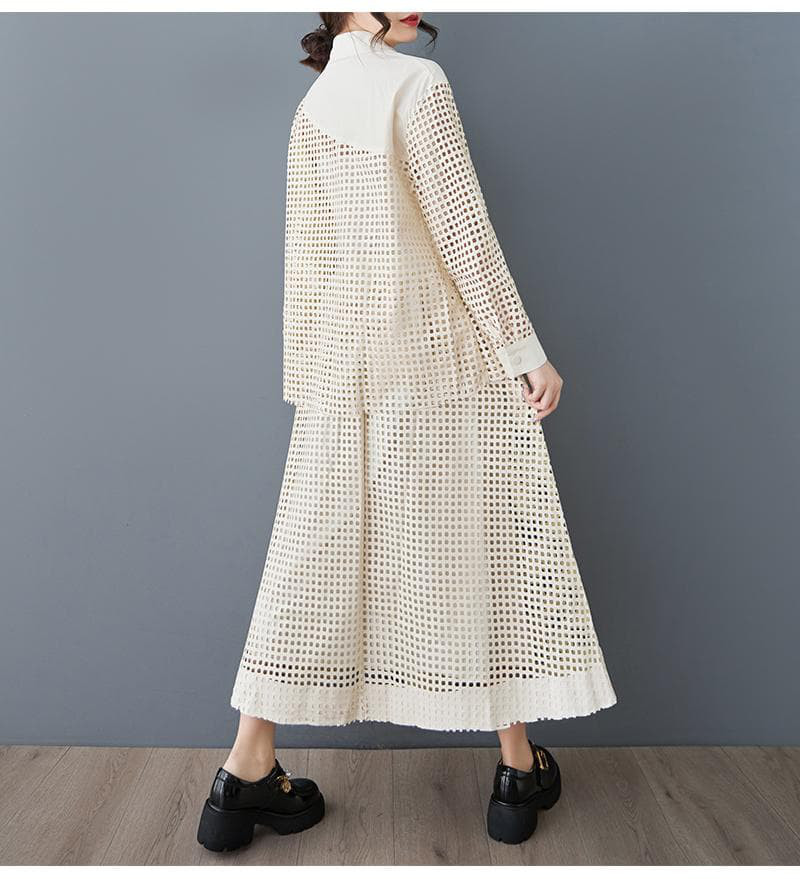 大きいサイズ スカート　セットアップ　レディース 春夏　 新品 長袖　メッシュ