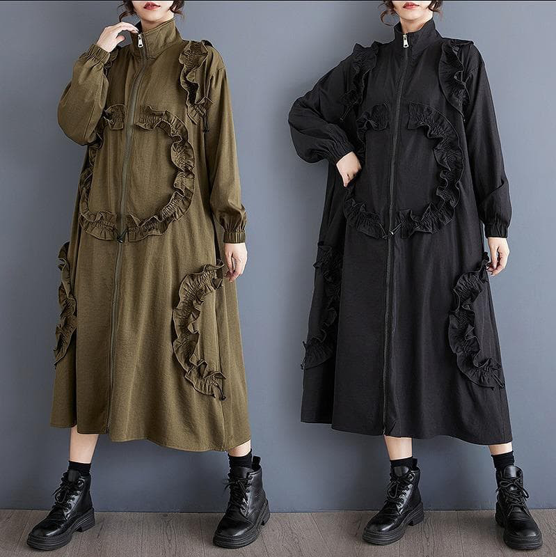 大きいサイズ コート　アウター　カーキ　レディース 秋冬　春 新品 長袖