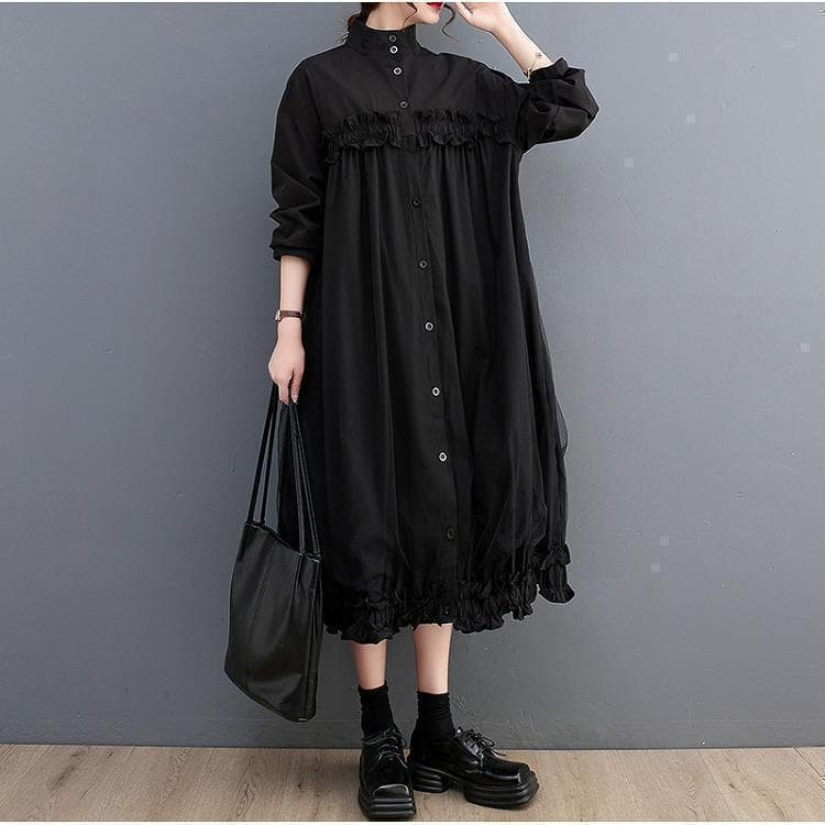 大きいサイズ ワンピース　ブラック　レディース 　春夏 秋 新品 長袖