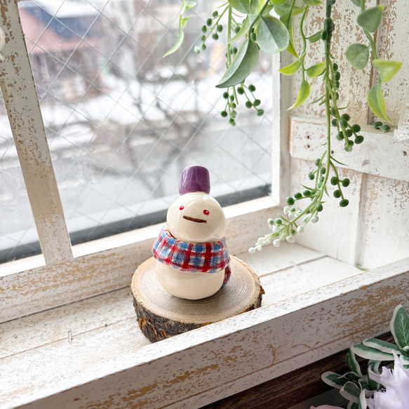 【新作・再販】雪だるまくん/ 置物 チェック ゆきだるま スノーマン snowman にゃん雪だるま 12枚目の画像