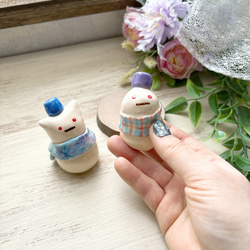 【新作・再販】雪だるまくん/ 置物 チェック ゆきだるま スノーマン snowman にゃん雪だるま 10枚目の画像