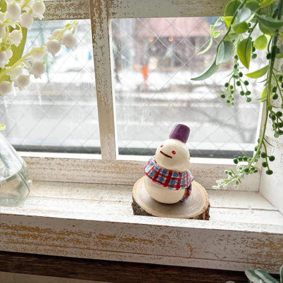 【新作・再販】雪だるまくん/ 置物 チェック ゆきだるま スノーマン snowman にゃん雪だるま 11枚目の画像