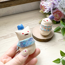 【新作・再販】雪だるまくん/ 置物 チェック ゆきだるま スノーマン snowman にゃん雪だるま 9枚目の画像