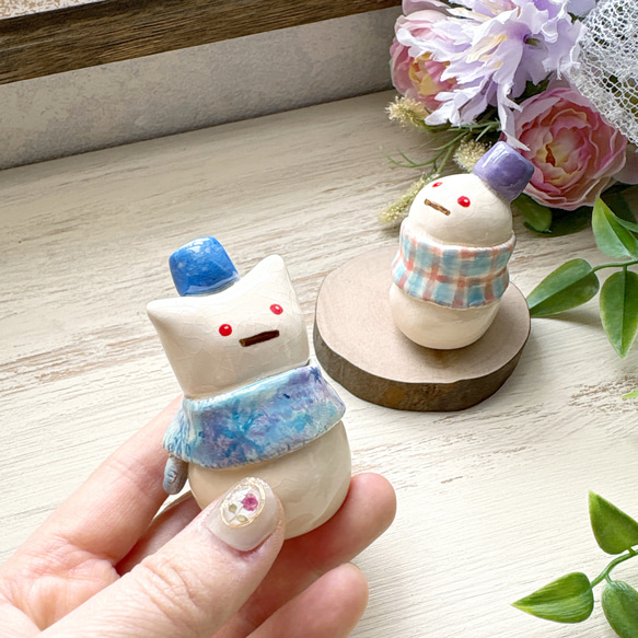 【新作・再販】雪だるまくん/ 置物 チェック ゆきだるま スノーマン snowman にゃん雪だるま 9枚目の画像