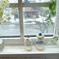 【新作・再販】雪だるまくん/ 置物 チェック ゆきだるま スノーマン snowman にゃん雪だるま 3枚目の画像