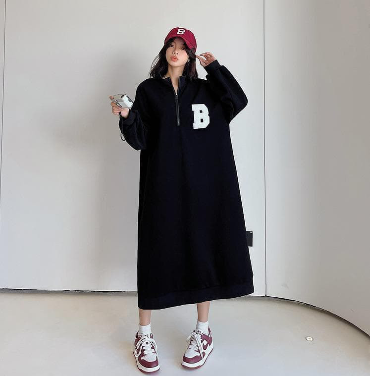 大きいサイズ レディース 秋　冬 ロング　ワンピース　新品 長袖　ジップ　春