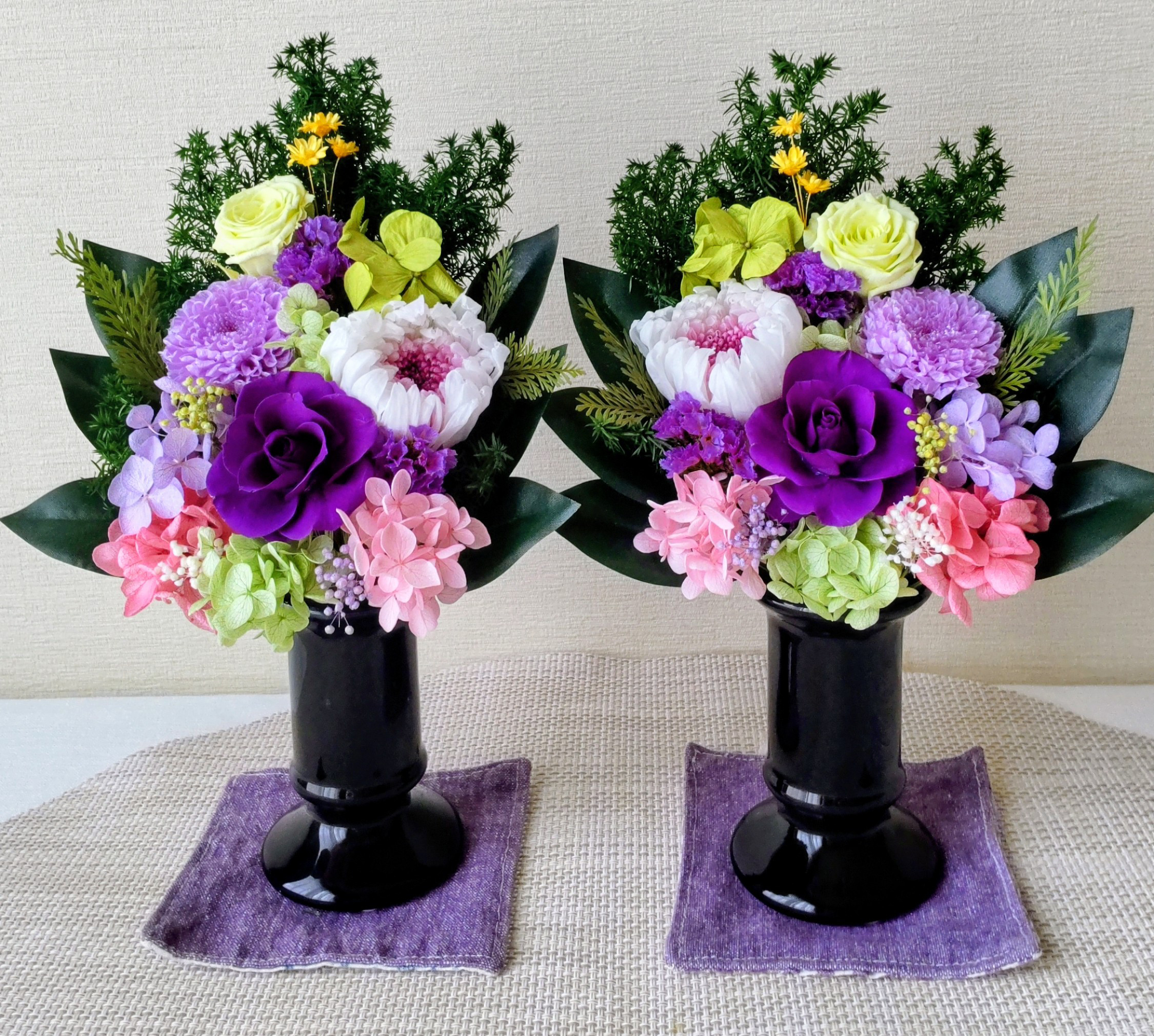 一対仏花プリザーブドフラワーお手入れ不要