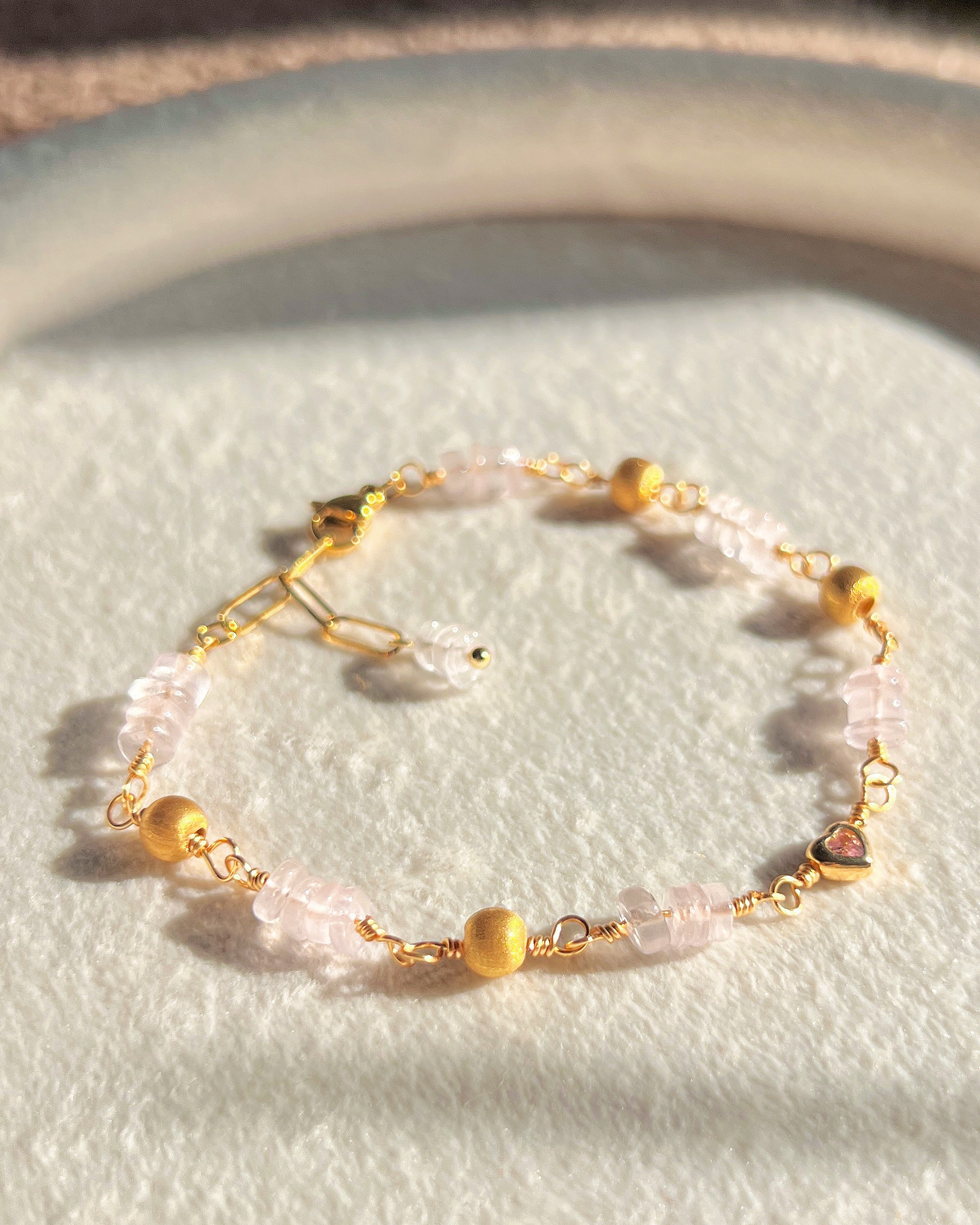 Blush Aura collection 恋の石ローズクォーツsv925ビーズブレスレット桜ピンク　(受注製作)