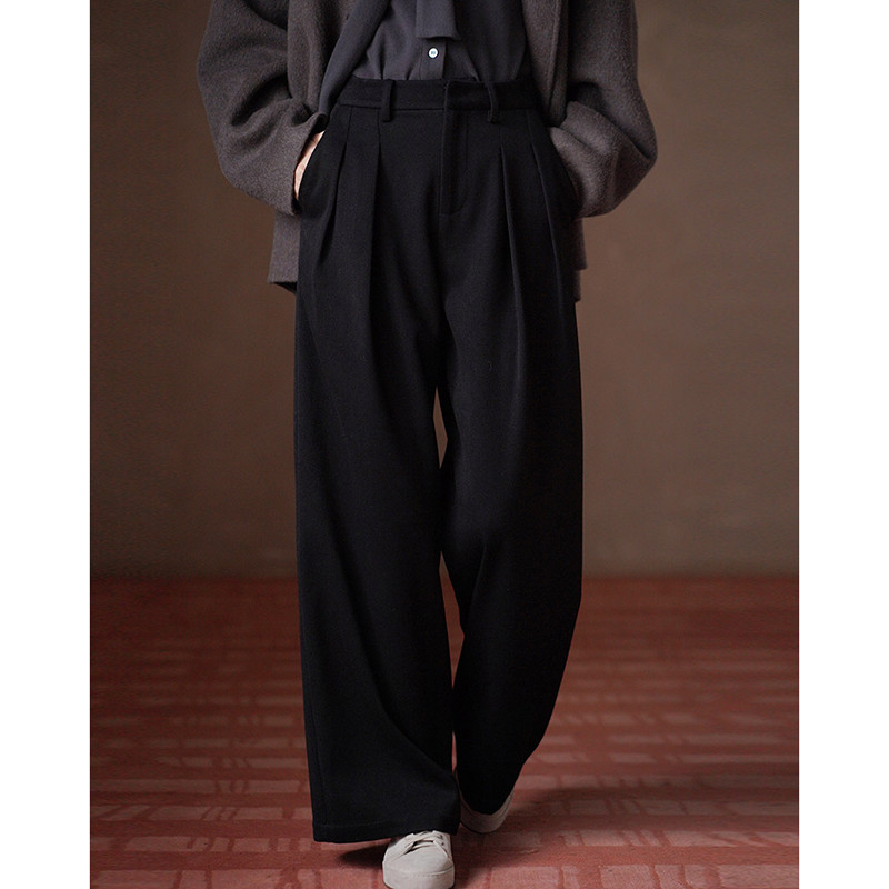 職場の主役級の風格　表やや起毛　高級感あるワイドレッグスラックス　ワイドパンツ#952