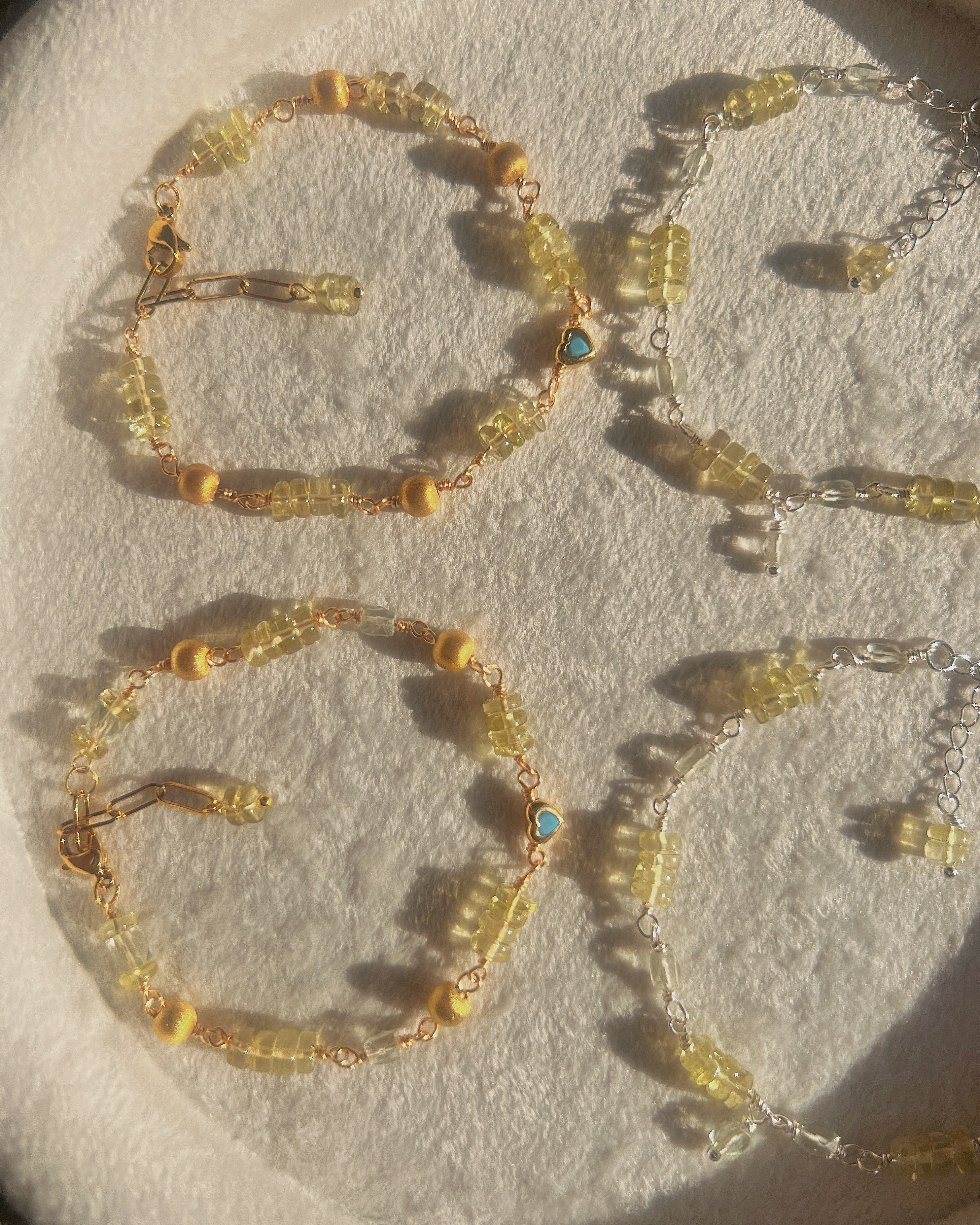 Lemon glow collection　レモンクォーツsv925ビーズブレスレットユニセックス　(受注製作)