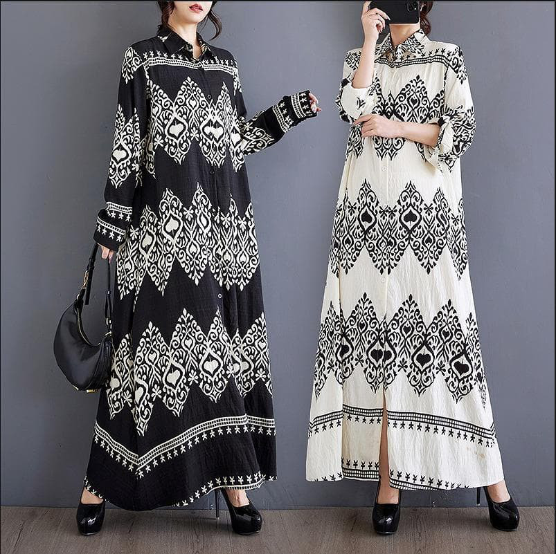大きいサイズ ロング　ワンピース　エスニック　レディース 秋冬　春 新品 長袖 5,083円
