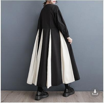 大きいサイズ レディース ロング　ワンピース　Aライン　黒　春 秋冬 新品 長袖