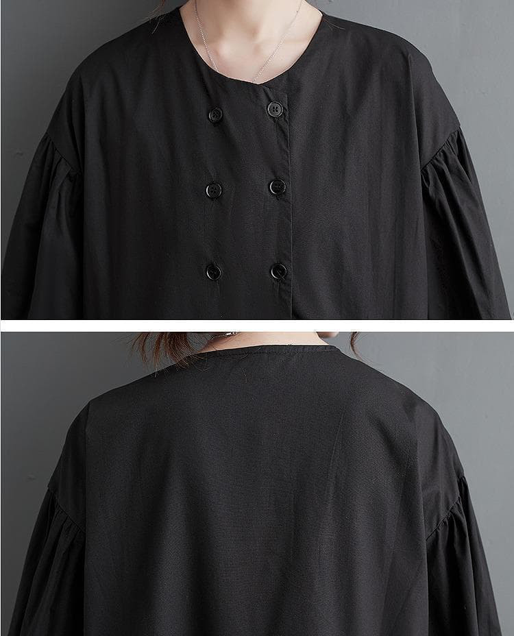 大きいサイズ レディース ロング　ワンピース　Aライン　黒　春 秋冬 新品 長袖