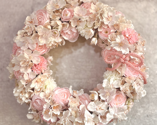 ふんわり桜のリース アーティフィシャルフラワー 造花 桜 マム