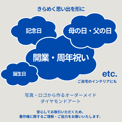 オーダーメイド ダイヤモンドアート｜店舗ロゴ・写真から制作　開業祝い・ウェディング・記念日