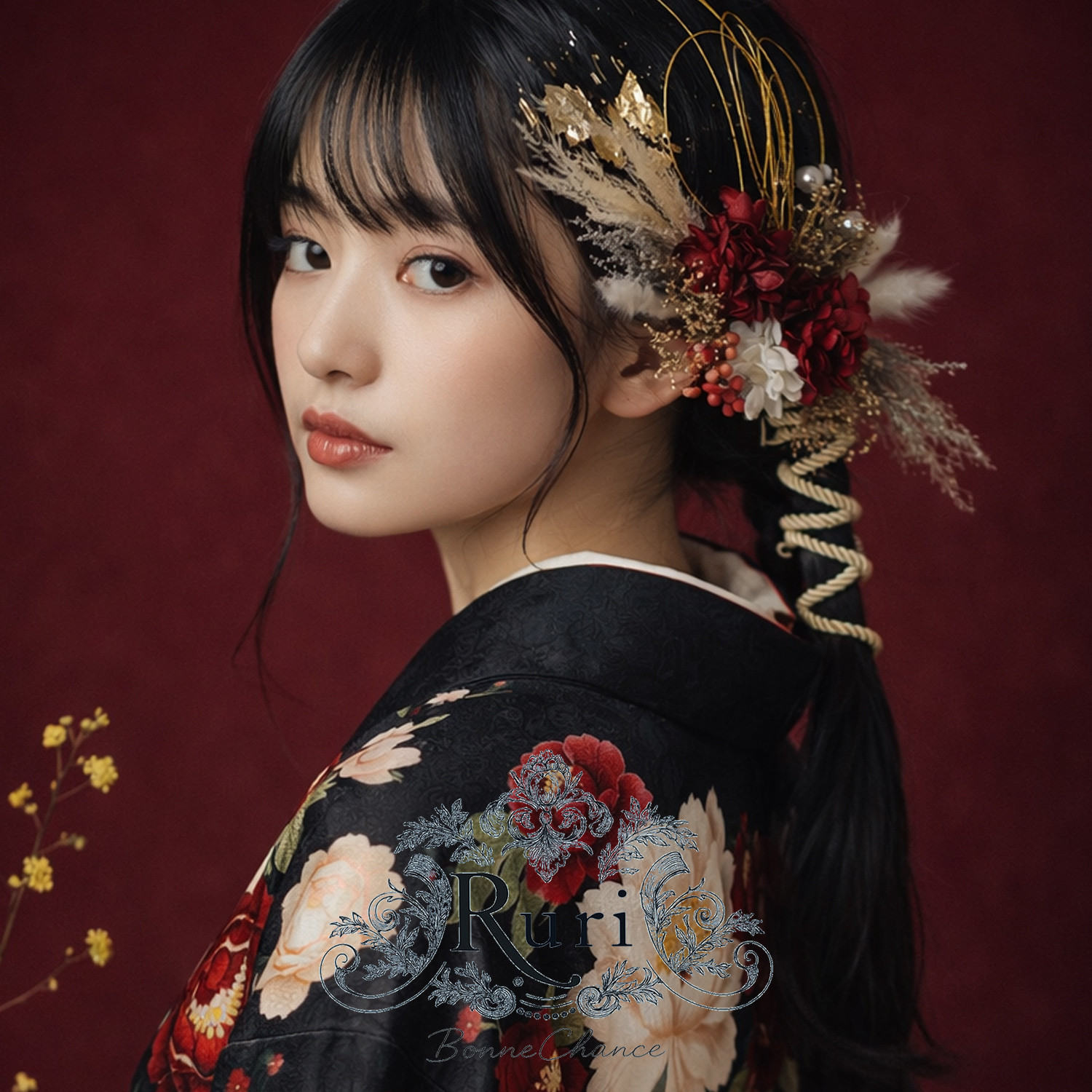 可憐な紫紫陽花のフルールシュフティ*　髪飾り　ヘアアクセサリー　結婚式　ウェディング　成人式　振袖　卒業式　袴　赤　和