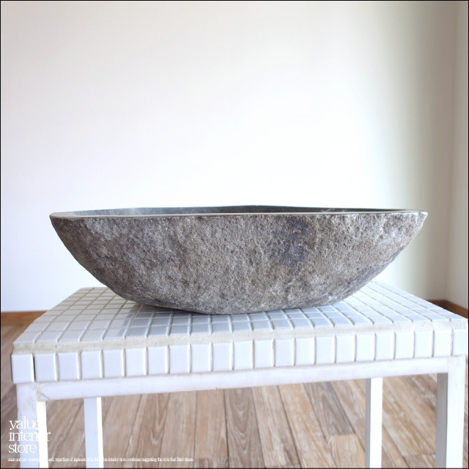 手洗鉢 自然石 洗面ボウルL-A76 洗面器 手洗いボウル 手洗い器 ウォッシュボウル 洗面資材 洗面材料  W53cm