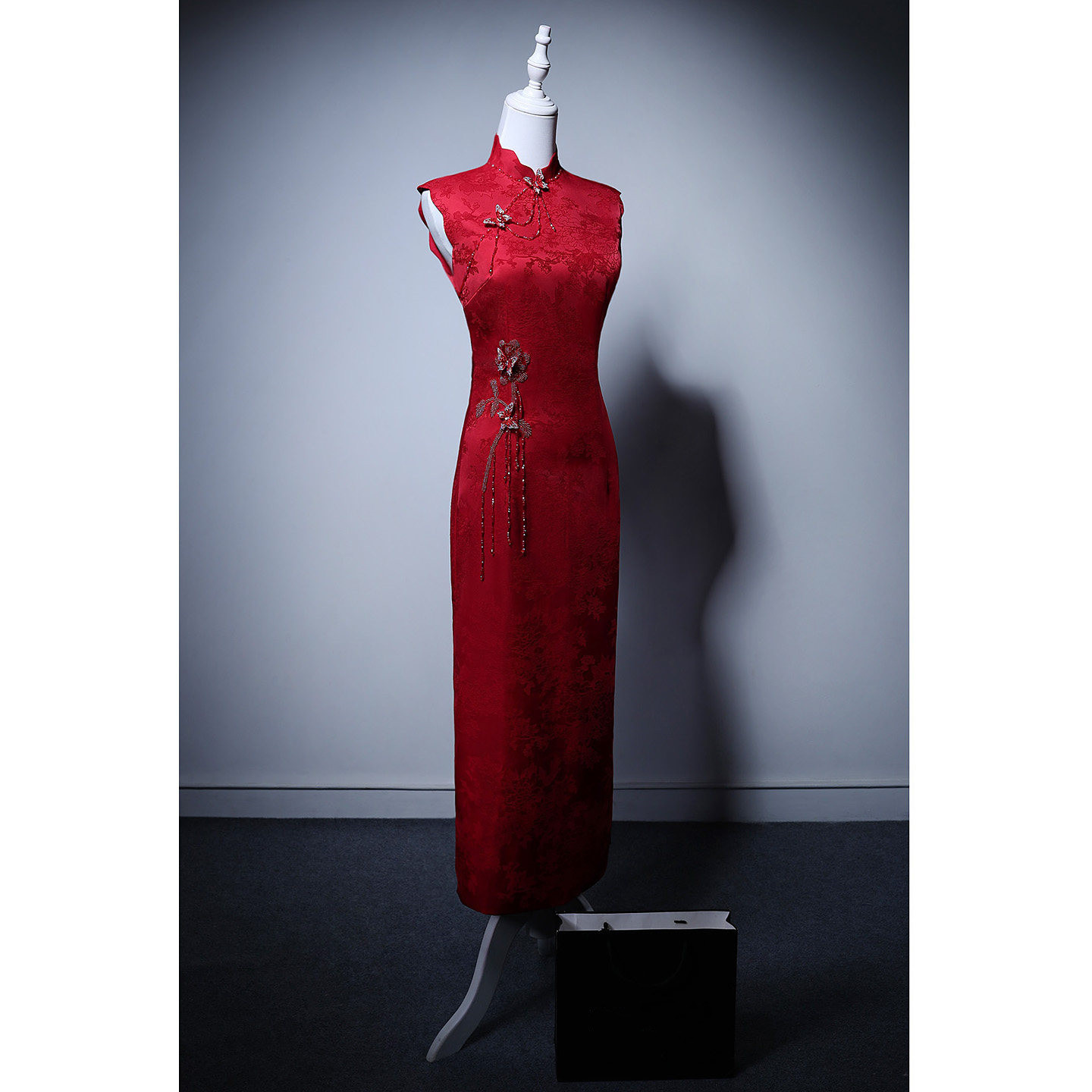 高級感 赤 ノースリーブ パーティードレス スリム 花嫁 演奏会 誕生日 披露宴 二次会 前撮り M036