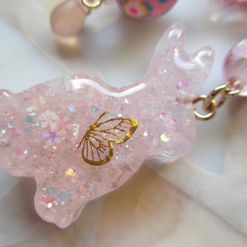 ◇1649 桜うさぎと蓄光蛍ガラス バッグチャーム✨ ※やや重ためです・1