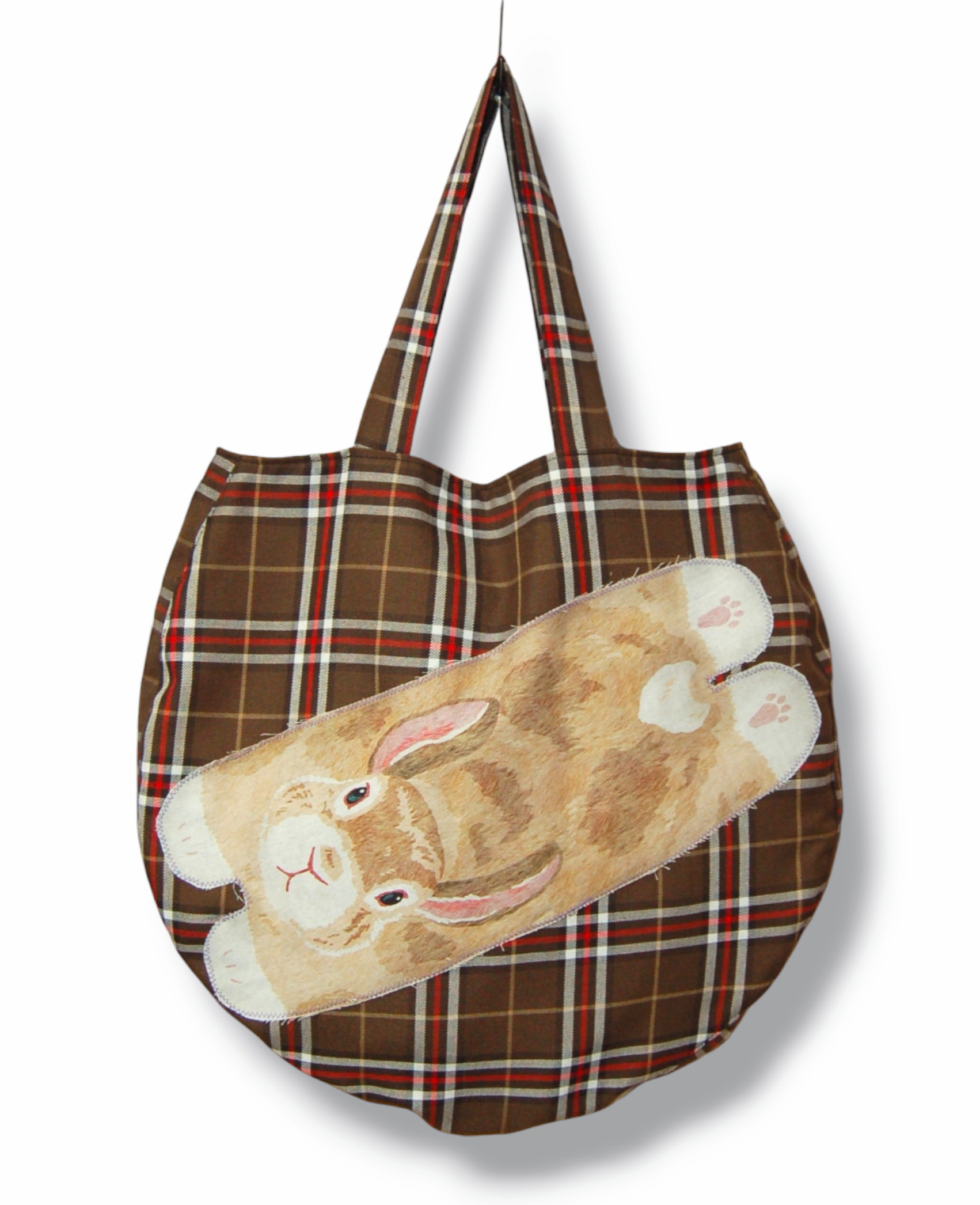 SSDタータンチェック×ウサギ　ラウンドトートバッグ