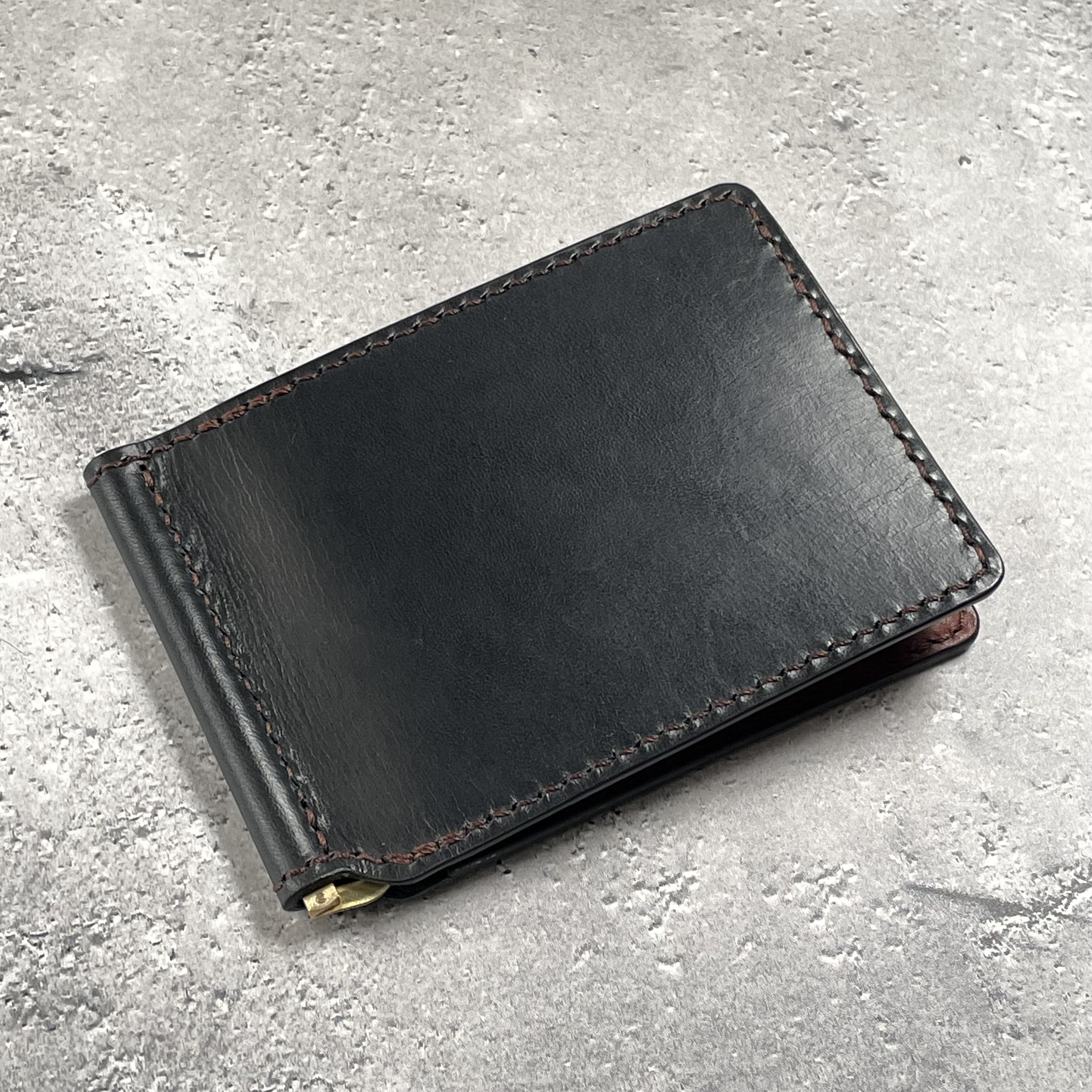 Money Clip｜CRUSTブラック×MARGOTダークブラウンのツートンレザー仕様